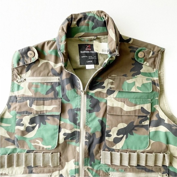Rothco Fishing Men's Ranger Vest Camo Hunting Outdoor Size Large NWT Woodland - Picture 5 of 7